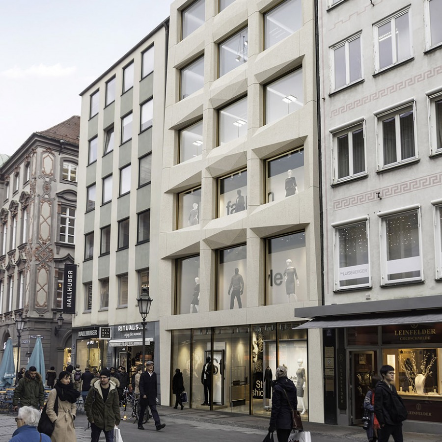 promenade in downtown Munich with renovated facade